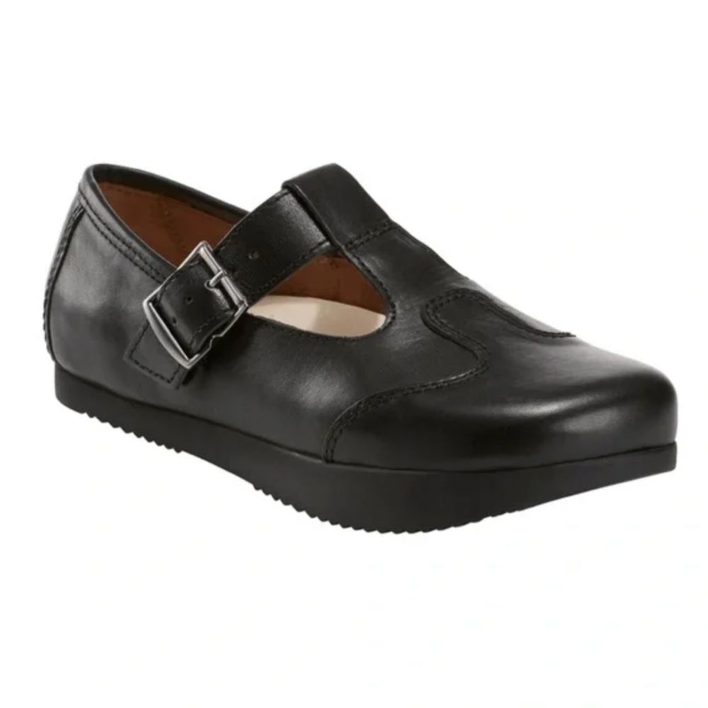 Kalso Women's Earth Shoes Faroe Lotus Black Leather Buckle Shoes Size 6